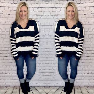 Black & White Distressed Sweater